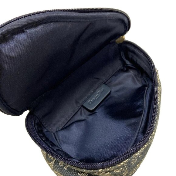 Auth DIOR/ChristianDior Trotteur - Cream Dark Navy Jacquard Leather Pouch - Picture 4 of 7